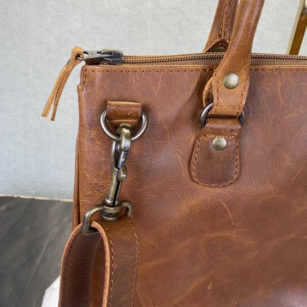 Women's Tote Genuine Excellent Brown Leather Shoulder Lady Purse Crossbody Bag - Picture 14 of 15